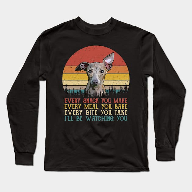 Retro Greyhound Every Snack You Make Every Meal You Bake Long Sleeve T-Shirt by SportsSeason